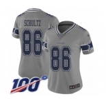 Women's Dallas Cowboys #86 Dalton Schultz Limited Gray Inverted Legend 100th Season Football Jersey