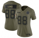 Women's Dallas Cowboys #88 CeeDee Lamb Olive 2025 Salute to Service Limited Stitched Jersey