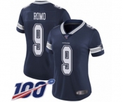 Women's Dallas Cowboys #9 Tony Romo Navy Blue Team Color Vapor Untouchable Limited Player 100th Season Football Jersey