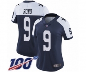 Women's Dallas Cowboys #9 Tony Romo Navy Blue Throwback Alternate Vapor Untouchable Limited Player 100th Season Football Jersey