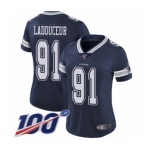 Women's Dallas Cowboys #91 L. P. Ladouceur Navy Blue Team Color Vapor Untouchable Limited Player 100th Season Football Jersey