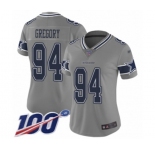 Women's Dallas Cowboys #94 Randy Gregory Limited Gray Inverted Legend 100th Season Football Jersey