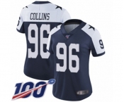Women's Dallas Cowboys #96 Maliek Collins Navy Blue Throwback Alternate Vapor Untouchable Limited Player 100th Season Football Jersey