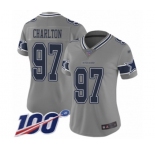 Women's Dallas Cowboys #97 Taco Charlton Limited Gray Inverted Legend 100th Season Football Jersey