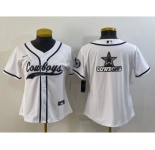 Women's Dallas Cowboys White Team Big Logo With Patch Cool Base Stitched Baseball Jersey