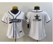 Women's Dallas Cowboys White Team Big Logo With Patch Cool Base Stitched Baseball Jersey