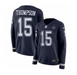 Women's Nike Dallas Cowboys #15 Deonte Thompson Limited Navy Blue Therma Long Sleeve NFL Jersey