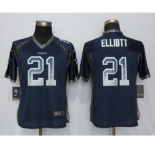 Women's Nike Dallas Cowboys #21 Ezekiel Elliott Drift Fashion Blue Jerseys