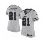Women's Nike Dallas Cowboys #21 Ezekiel Elliott Limited Gray Gridiron II NFL Jersey