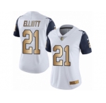 Women's Nike Dallas Cowboys #21 Ezekiel Elliott Limited White Gold Rush NFL Jersey