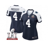 Women's Nike Dallas Cowboys #4 Dak Prescott Elite Navy Blue Throwback Alternate Super Bowl LI NFL Jersey