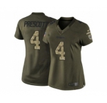 Women's Nike Dallas Cowboys #4 Dak Prescott Green Stitched NFL Limited Salute to Service Jersey