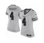Women's Nike Dallas Cowboys #4 Dak Prescott Limited Gray Gridiron II NFL Jersey