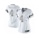 Women's Nike Dallas Cowboys #4 Dak Prescott Limited White Platinum NFL Jersey