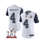 Women's Nike Dallas Cowboys #4 Dak Prescott Limited White Rush Super Bowl LI NFL Jersey