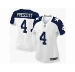 Women's Nike Dallas Cowboys #4 Dak Prescott White Thanksgiving Throwback Stitched NFL Elite Jersey
