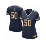 Women's Nike Dallas Cowboys #50 Sean Lee Elite Navy Gold Team Color NFL Jersey