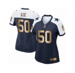 Women's Nike Dallas Cowboys #50 Sean Lee Elite Navy Gold Throwback Alternate NFL Jersey