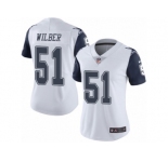 Women's Nike Dallas Cowboys #51 Kyle Wilber Limited White Rush NFL Jersey