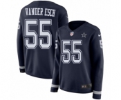Women's Nike Dallas Cowboys #55 Leighton Vander Esch Limited Navy Blue Therma Long Sleeve NFL Jersey