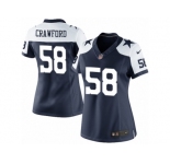 Women's Nike Dallas Cowboys #58 Jack Crawford Limited Navy Blue Throwback Alternate NFL Jersey