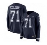 Women's Nike Dallas Cowboys #71 La'el Collins Limited Navy Blue Therma Long Sleeve NFL Jersey