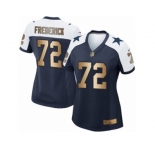 Women's Nike Dallas Cowboys #72 Travis Frederick Elite Navy Gold Throwback Alternate NFL Jersey