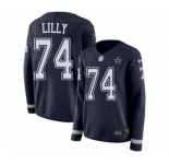 Women's Nike Dallas Cowboys #74 Bob Lilly Limited Navy Blue Therma Long Sleeve NFL Jersey