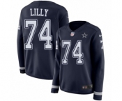 Women's Nike Dallas Cowboys #74 Bob Lilly Limited Navy Blue Therma Long Sleeve NFL Jersey