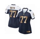Women's Nike Dallas Cowboys #77 Tyron Smith Elite Navy Gold Throwback Alternate NFL Jersey