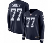 Women's Nike Dallas Cowboys #77 Tyron Smith Limited Navy Blue Therma Long Sleeve NFL Jersey
