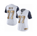 Women's Nike Dallas Cowboys #77 Tyron Smith Limited White Gold Rush NFL Jersey