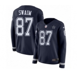 Women's Nike Dallas Cowboys #87 Geoff Swaim Limited Navy Blue Therma Long Sleeve NFL Jersey