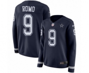 Women's Nike Dallas Cowboys #9 Tony Romo Limited Navy Blue Therma Long Sleeve NFL Jersey