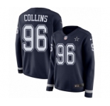 Women's Nike Dallas Cowboys #96 Maliek Collins Limited Navy Blue Therma Long Sleeve NFL Jersey