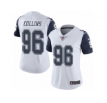 Women's Nike Dallas Cowboys #96 Maliek Collins Limited White Rush NFL Jersey