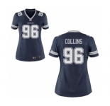 Women's Nike Dallas Cowboys #96 Maliek Collins Navy Blue Team Color NFL Jersey