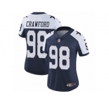 Women's Nike Dallas Cowboys #98 Tyrone Crawford Vapor Untouchable Limited Navy Blue Throwback Alternate NFL Jersey