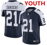 Nike Youth Dallas Cowboys #21 Deion Sanders Navy Blue Thanksgiving Stitched NFL Vapor Untouchable Limited Throwback Jersey