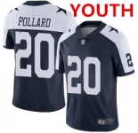 Youth Dallas Cowboys #20 Tony Pollard Navy Blue Thanksgiving Stitched Vapor Untouchable Limited Jersey