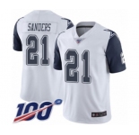 Youth Dallas Cowboys #21 Deion Sanders Limited White Rush Vapor Untouchable 100th Season Football Jersey