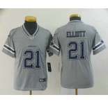 Youth Dallas Cowboys #21 Ezekiel Elliott Grey 2019 Inverted Legend Stitched NFL Nike Limited Jersey