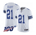 Youth Dallas Cowboys #21 Ezekiel Elliott White Vapor Untouchable Limited Player 100th Season Football Jersey