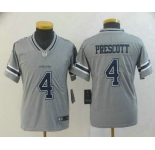 Youth Dallas Cowboys #4 Dak Prescott Grey 2019 Inverted Legend Stitched NFL Nike Limited Jersey
