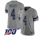 Youth Dallas Cowboys #4 Dak Prescott Limited Gray Inverted Legend 100th Season Football Jersey