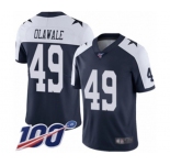 Youth Dallas Cowboys #49 Jamize Olawale Navy Blue Throwback Alternate Vapor Untouchable Limited Player 100th Season Football Jersey