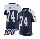 Youth Dallas Cowboys #74 Bob Lilly Navy Blue Throwback Alternate Vapor Untouchable Limited Player 100th Season Football Jersey