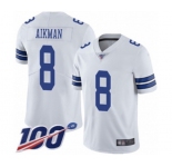 Youth Dallas Cowboys #8 Troy Aikman White Vapor Untouchable Limited Player 100th Season Football Jersey