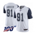 Youth Dallas Cowboys #91 L. P. Ladouceur Limited White Rush Vapor Untouchable 100th Season Football Jersey