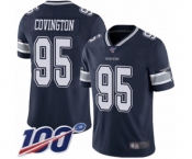 Youth Dallas Cowboys #95 Christian Covington Navy Blue Team Color Vapor Untouchable Limited Player 100th Season Football Jersey